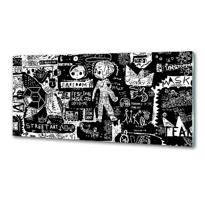 Sklenený panel do kuchynskej linky Graffiti