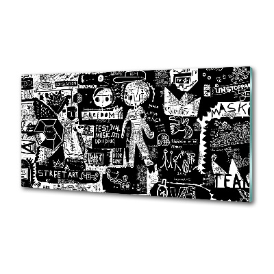 Sklenený panel do kuchynskej linky Graffiti