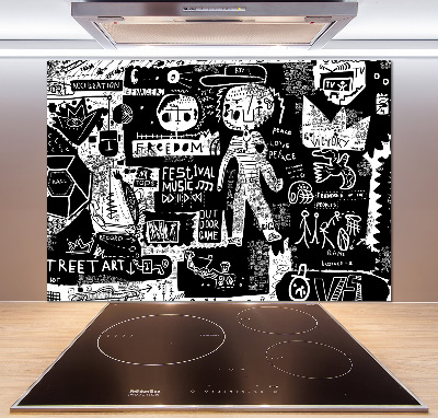 Sklenený panel do kuchynskej linky Graffiti