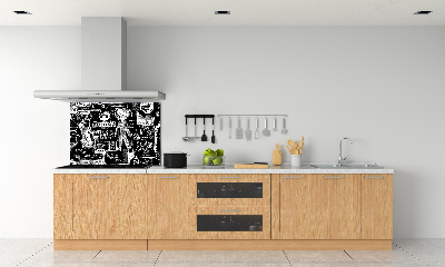 Sklenený panel do kuchynskej linky Graffiti