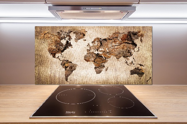 Panel do kuchyne Mapa sveta drevo