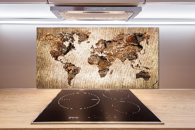 Panel do kuchyne Mapa sveta drevo