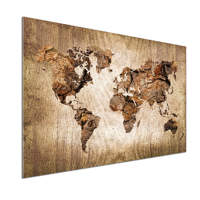 Panel do kuchyne Mapa sveta drevo