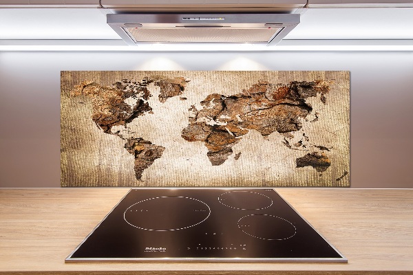 Panel do kuchyne Mapa sveta drevo