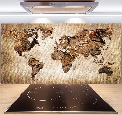 Panel do kuchyne Mapa sveta drevo