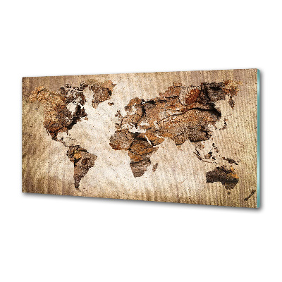 Panel do kuchyne Mapa sveta drevo