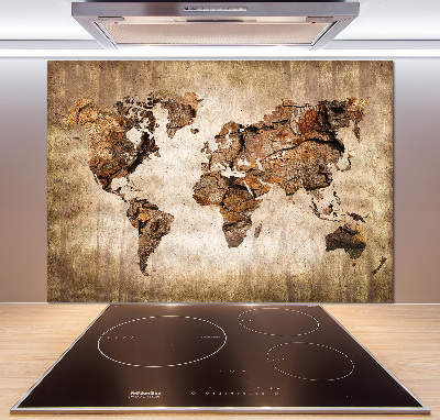 Panel do kuchyne Mapa sveta drevo
