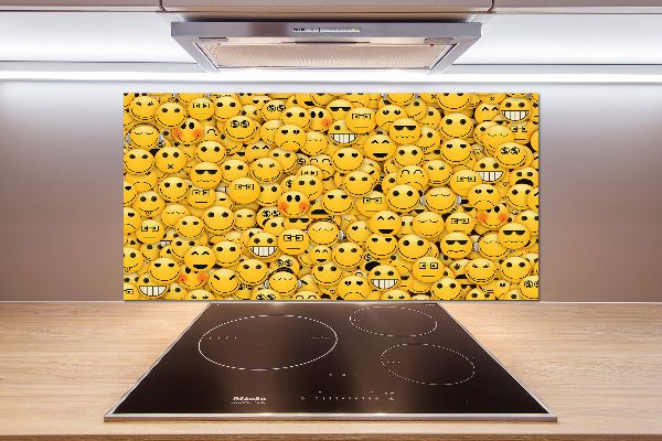 Sklenený panel do kuchynskej linky Emotikony