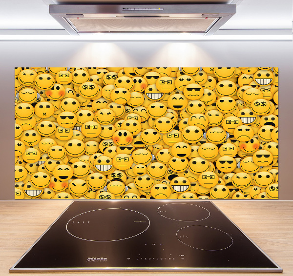 Sklenený panel do kuchynskej linky Emotikony