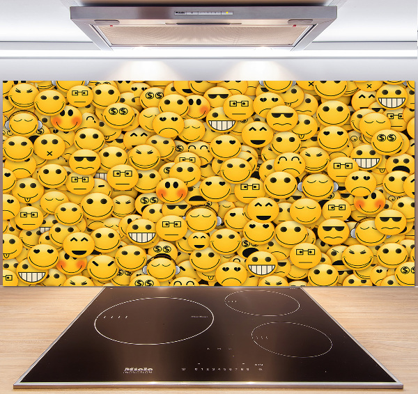Sklenený panel do kuchynskej linky Emotikony