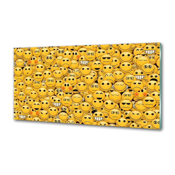 Sklenený panel do kuchynskej linky Emotikony