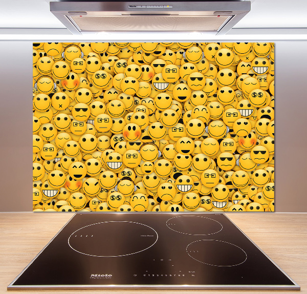 Sklenený panel do kuchynskej linky Emotikony