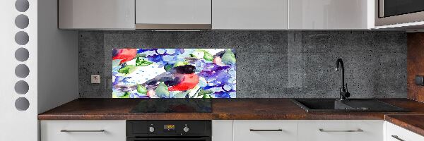 Panel do kuchyne Vták a kvety