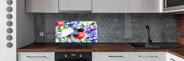 Panel do kuchyne Vták a kvety