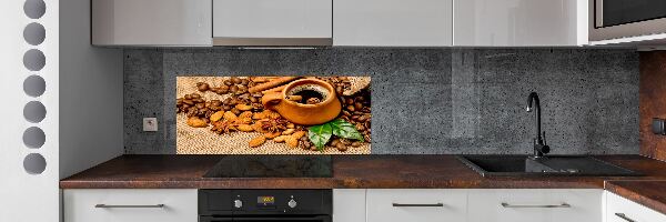Panel lacobel Zrnká kávy a šálka