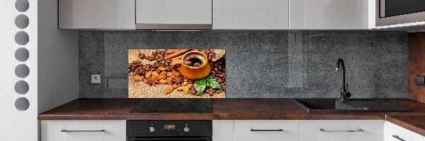 Panel lacobel Zrnká kávy a šálka