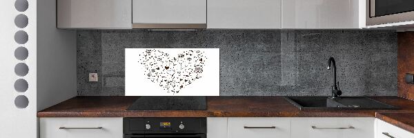 Sklenený panel do kuchyne Srdce