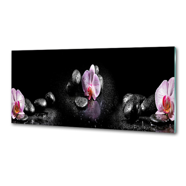 Sklenený panel do kuchynskej linky Orchidea