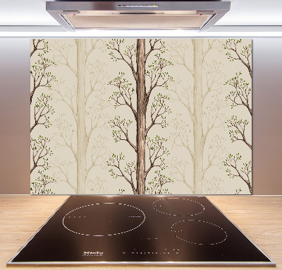 Sklenený panel do kuchyne Stromy
