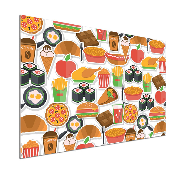 Sklenený panel do kuchynskej linky Fast food