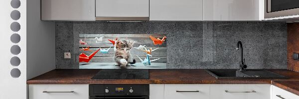 Panel lacobel Mačka vtáky z papiera