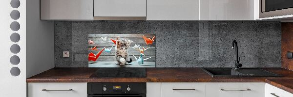 Panel lacobel Mačka vtáky z papiera