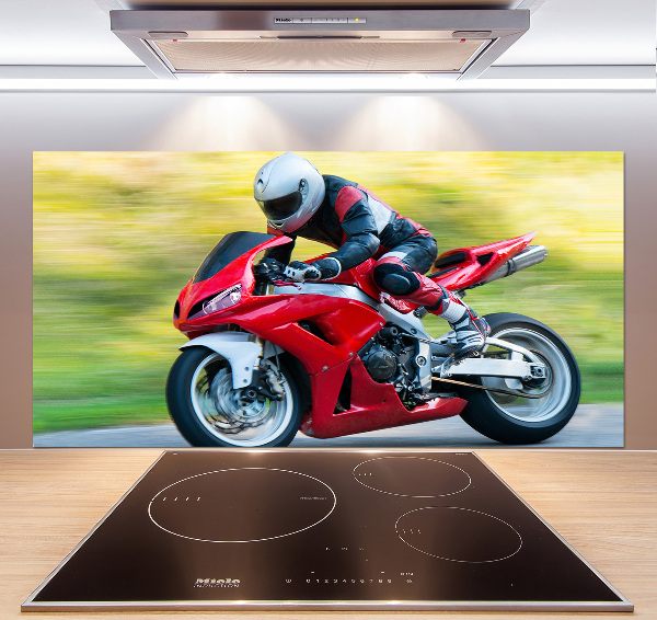 Sklenený panel do kuchynskej linky Motorka