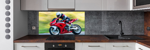 Sklenený panel do kuchynskej linky Motorka