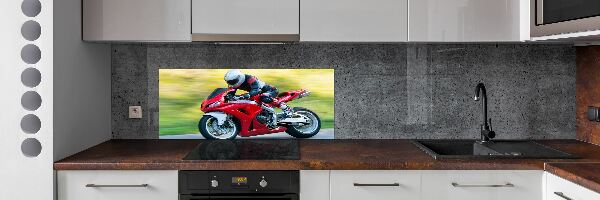 Sklenený panel do kuchynskej linky Motorka