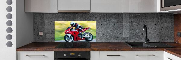 Sklenený panel do kuchynskej linky Motorka