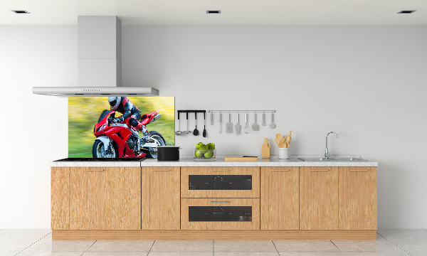 Sklenený panel do kuchynskej linky Motorka