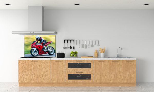 Sklenený panel do kuchynskej linky Motorka