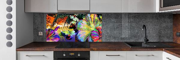 Panel do kuchyne Kvety a motýľ