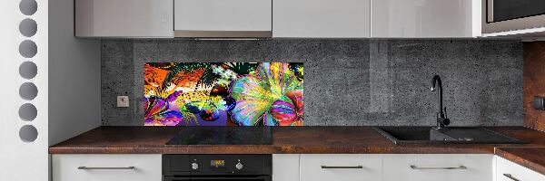 Panel do kuchyne Kvety a motýľ