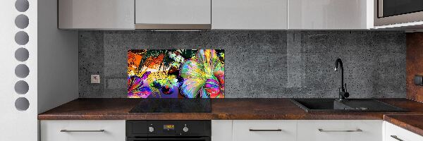 Panel do kuchyne Kvety a motýľ