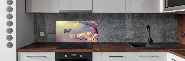 Panel lacobel Kvet Visty a motýľ