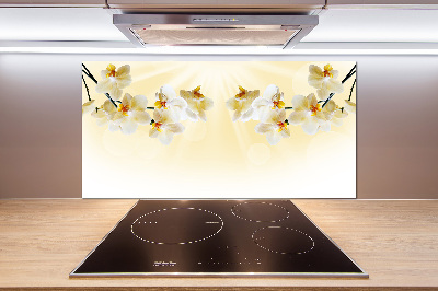 Sklenený panel do kuchynskej linky Orchidea