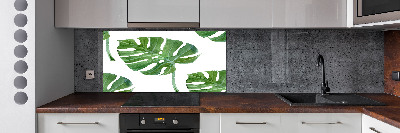 Sklenený panel do kuchynskej linky Monstera