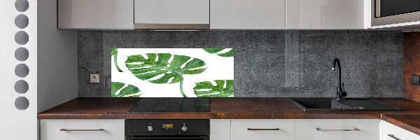 Sklenený panel do kuchynskej linky Monstera