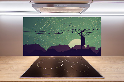 Dekoračný panel sklo vtáky město