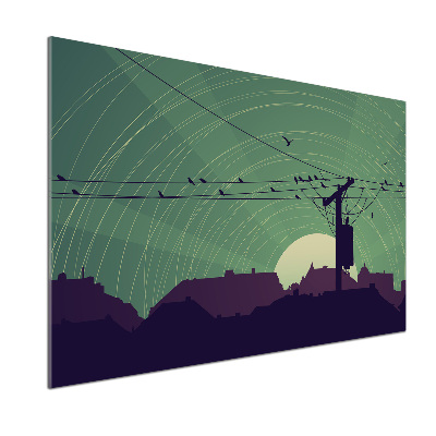 Dekoračný panel sklo vtáky město