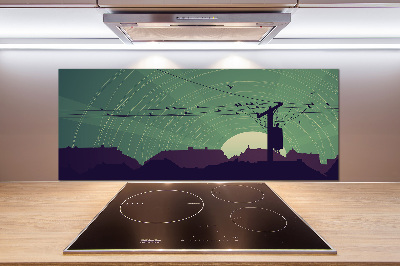 Dekoračný panel sklo vtáky město