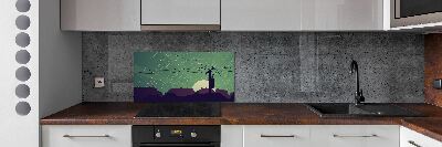 Dekoračný panel sklo vtáky město