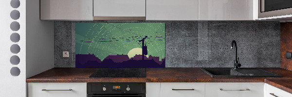 Dekoračný panel sklo vtáky město