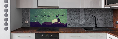Dekoračný panel sklo vtáky město