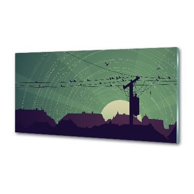 Dekoračný panel sklo vtáky město