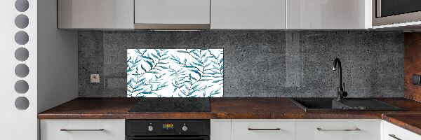 Sklenený panel do kuchyne Lístie