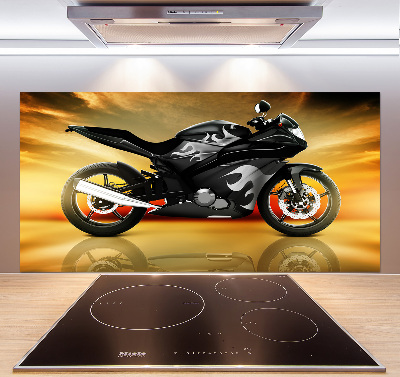 Sklenený panel do kuchynskej linky Motorka