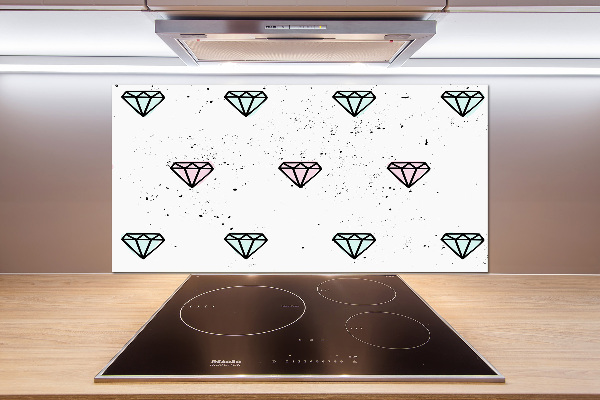 Sklenený panel do kuchynskej linky Diamanty