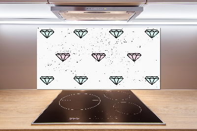 Sklenený panel do kuchynskej linky Diamanty